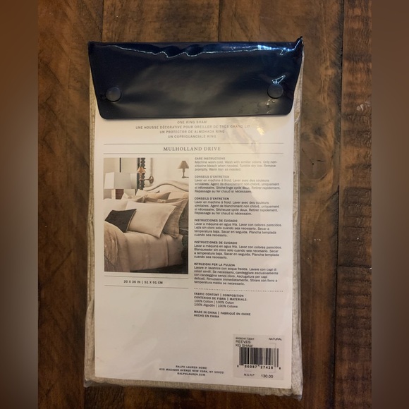 Ralph Lauren Reeve Mulholland drive king sham natural 20” x 36” - Picture 6 of 7